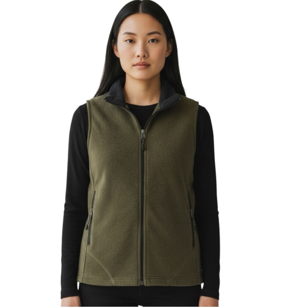 NWT Women’s Olive Green Fleece Vest zip up Jacket, layering Fall/winter, Size XS - Picture 8 of 8